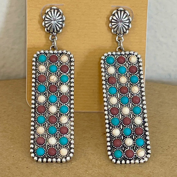 🎉❤️Alexandra Boho Silver Turquoise Multicolor Earrings - Picture 1 of 1